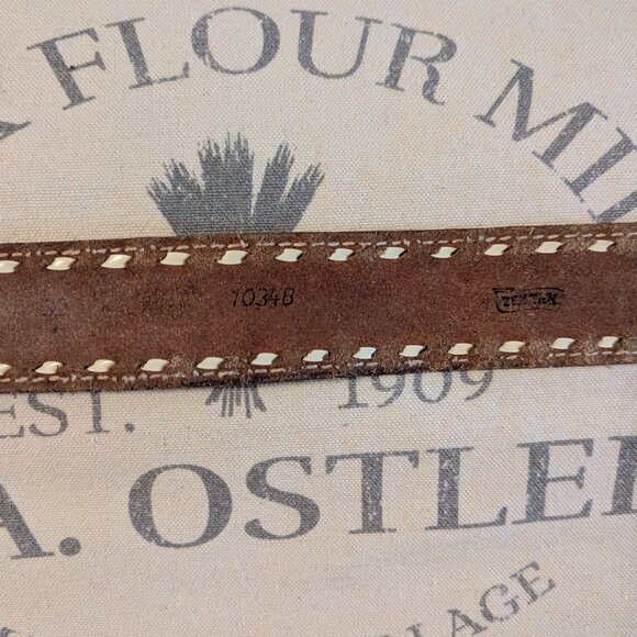 1979 Tex Tan Leather Belt with Nocona bull rider buckle main image 5